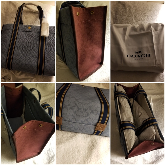 🎀NWT Authentic Coach Jacquard Spin Tote 42. Color: Slate.💖 - Picture 13 of 15